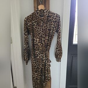 Leopard Print Long Sleeve Dress